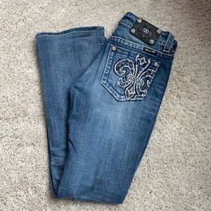 Miss Me Boot Cut Jeans with fleur de lis